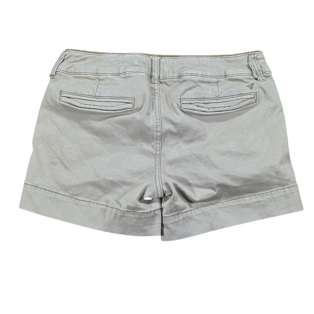 American Eagle Outfitters Tan Khaki Stretch Chino Shorts Womens Size 0 Low Rise - Picture 2 of 8
